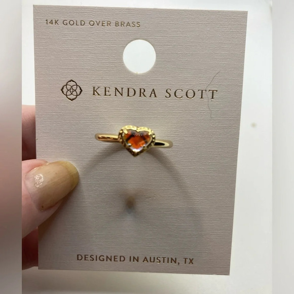 KENDRA SCOTT Anna Heart-Shaped Iridescent Dichroic Glass Stone Ring Sz 8 NEW NWT - Picture 3 of 10